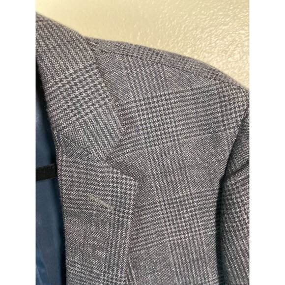 J. Crew Mens Gray Glen Plaid Wool Blazer Size 40S 2Button Notch Lapel Lined Blue - Picture 15 of 16